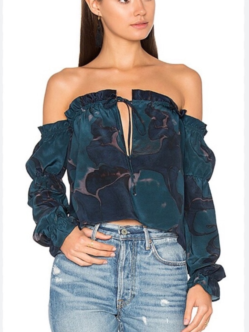Stone Cold Fox x REVOLVE Nate Blouse in Blue Lilypad. Women’s XS/S